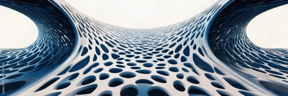 Poster a dynamic interplay of blue and white lines forms a 3d structure, illustrating the connection betwee