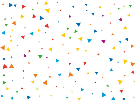 Rainbow Triangular Confetti. Confetti celebration, Falling rainbow abstract decoration for party, birthday celebrate, anniversary or event, festive. Festival decor. Vector illustration.