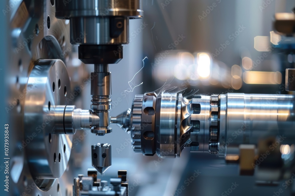 Poster precision cnc machines crafting aerospace components in a metalworking factory