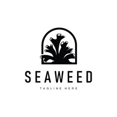coral logo underwater seaweed plant simple template design marine decoration