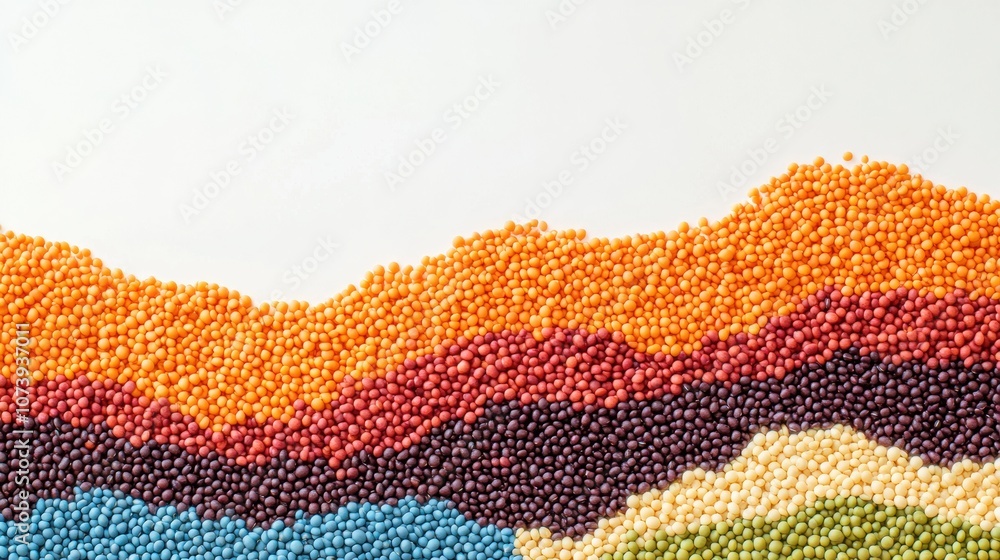 Poster an array of colorful beans, lentils, and seeds is arranged in an abstract pattern, showcasing vibran