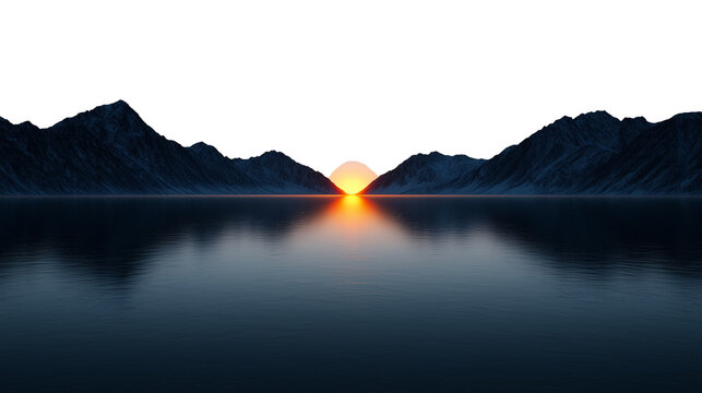 Lake sunset with mountain silhouettes