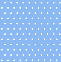 Seamless polka dot pattern on light blue background. Illustration. Perfect for package, cards, wrapping paper, design paper, product presentation, textile