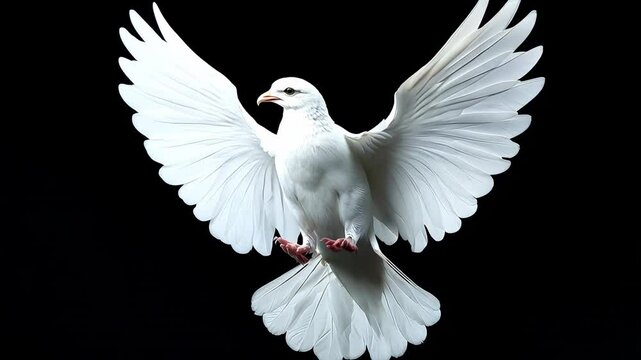 white dove flying on the transparent background Video