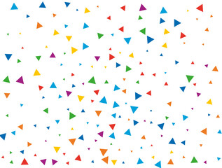 Rainbow Triangular Confetti. Confetti celebration, Falling rainbow abstract decoration for party, birthday celebrate, anniversary or event, festive. Festival decor. Vector illustration.