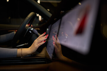 A modern car interior with advanced touchscreen controls enhances user experience and convenience