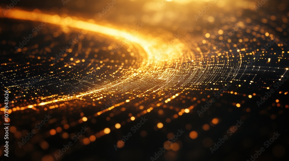 Poster An intricate display of light and shadow forms a symbolic background, featuring glimmering golden trails that evoke deep reflection. Generative AI