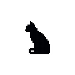 Fototapeta premium Pixelated cat silhouette. Black pixel cat icon