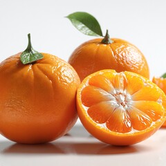 Fresh mandarin fruits on white.