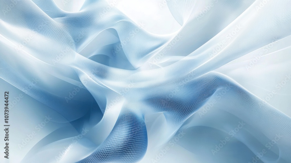 Poster this abstract composition showcases flowing blue and white network lines that create a visually stri