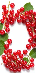 Fresh red currant on white background. Top view