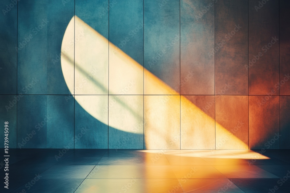 Aufkleber Soft rays of sunlight cast dynamic shadows that create an artistic atmosphere in a quiet indoor environment. Generative AI