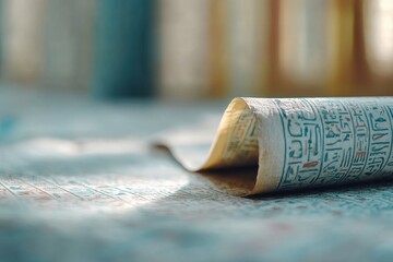 A Mesmerizing Ancient Egyptian Papyrus Scroll With Intricate Hieroglyphics and Vivid Imagery