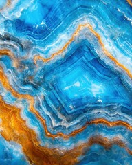 Fototapeta premium Captivating Blue and Orange Banded Fractal Formations in Geological Mineral Textures