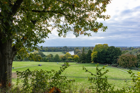 View, protected by law, from Richmond Hill of River Thames and surrounding area in autumn