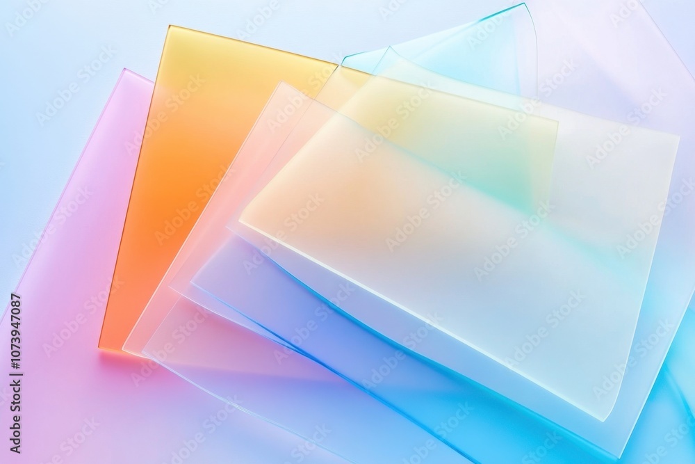 Poster bright neon layers of translucent acrylic sheets create a playful geometric arrangement