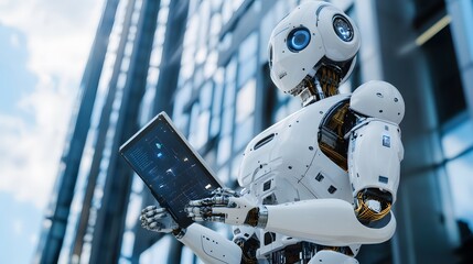 Fototapeta premium Futuristic robots used in building maintenance