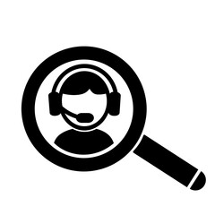 Vector illustration, logo, web icon of the support service operator. Chat, message. Isolated on a white background.