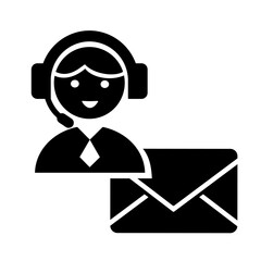 Vector illustration, logo, web icon of the support service operator. Chat, message. Isolated on a white background.