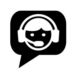 Vector illustration, logo, web icon of the support service operator. Chat, message. Isolated on a white background.