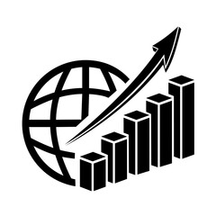 Vector illustration of the icon, the logo of the growth chart. Isolated on a white background.	