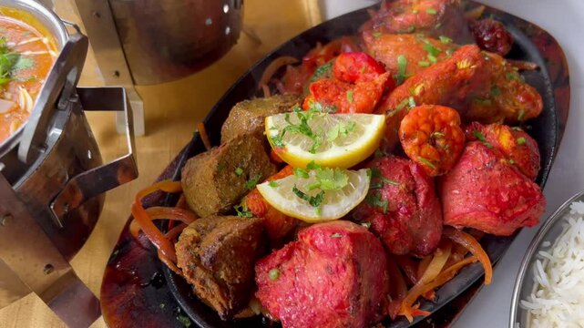 Bandejas con comida india variada