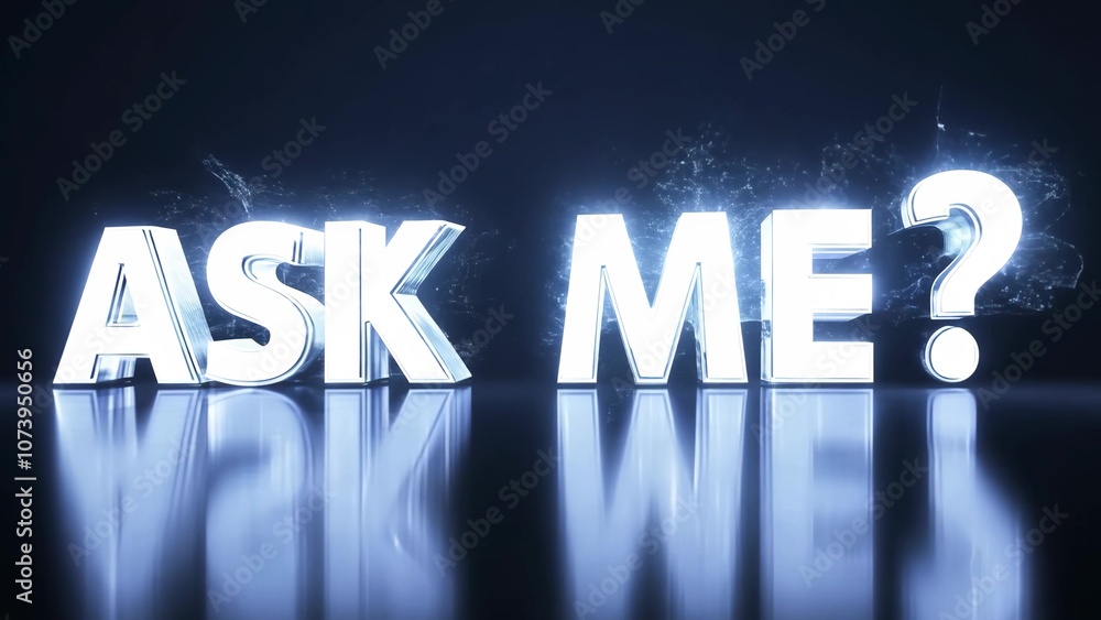 Fototapete the letters ask me are shown in blue. the letters are in the shape of a question mark