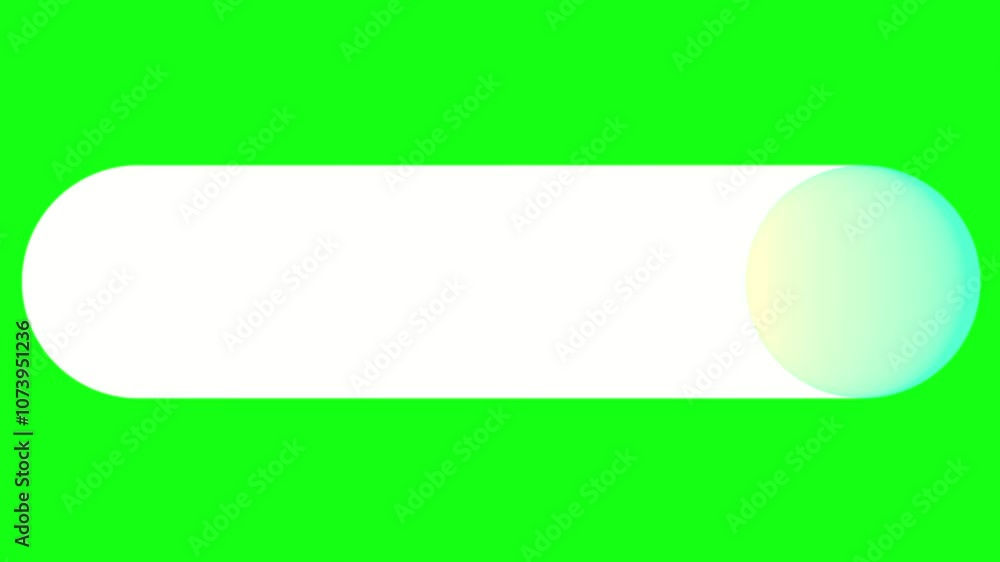 Poster animated toggle switch moving left to right on green chroma key background.