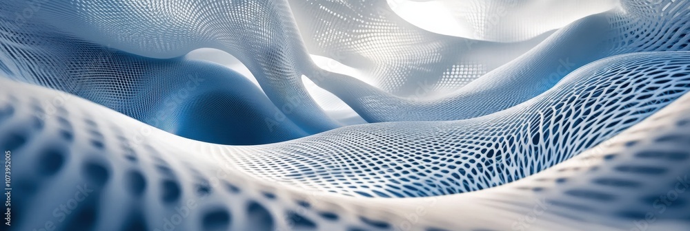 Aufkleber this artwork showcases a flowing abstract design with intricate blue and white network lines, creati