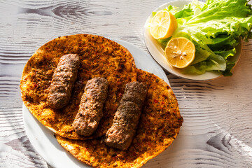 chicken wings, yufka and local turkish kebab	