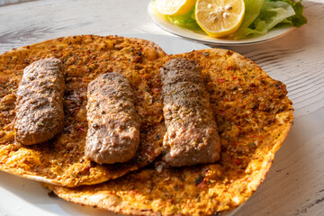 lahmacun, yufka and local turkish kebab	