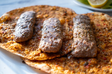 chicken wings, yufka and local turkish kebab	