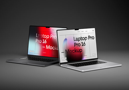 Laptop Pro Laying on the Floor Mockups