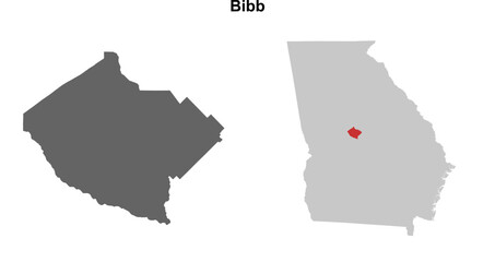 Bibb County (Georgia) blank outline map set