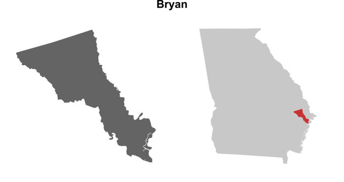 Bryan County (Georgia) blank outline map set