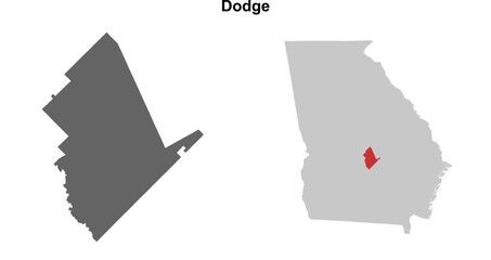 Dodge County (Georgia) blank outline map set