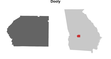 Dooly County (Georgia) blank outline map set