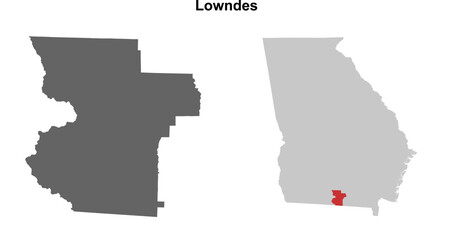 Lowndes County (Georgia) blank outline map set