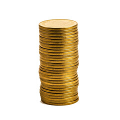 A pile of gold coins isolated on transparent background. Pile of golden coins isolated on transparent background.