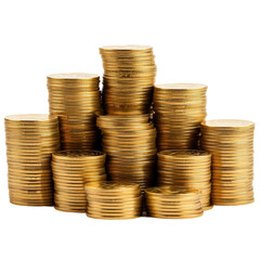 A pile of gold coins isolated on transparent background. Pile of golden coins isolated on transparent background.