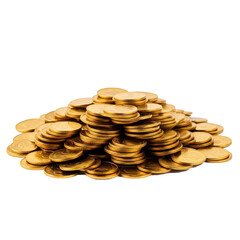 A pile of gold coins isolated on transparent background. Pile of golden coins isolated on transparent background.