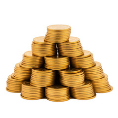 A pile of gold coins isolated on transparent background. Pile of golden coins isolated on transparent background.