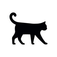 Cat silhouette vector logo icon. Black cat silhouette illustration isolated kitten pet cartoon icon