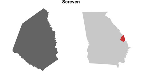 Screven County (Georgia) blank outline map set