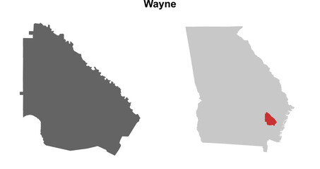 Wayne County (Georgia) blank outline map set