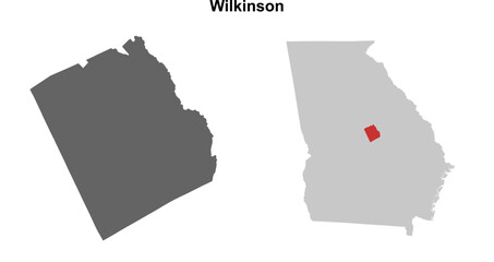 Wilkinson County (Georgia) blank outline map set