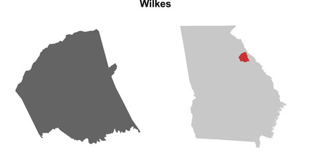 Wilkes County (Georgia) blank outline map set © David Zydd