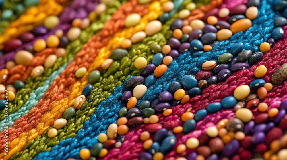 Poster an intricate blend of colorful beans, lentils, and seeds forms a vibrant abstract pattern, showcasin