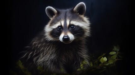 Close-Up of a Raccoon. Generative AI.
