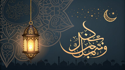 Ramadan Kareem background banner vector set with luxury ornament Ramadan Eid Mubarak background
